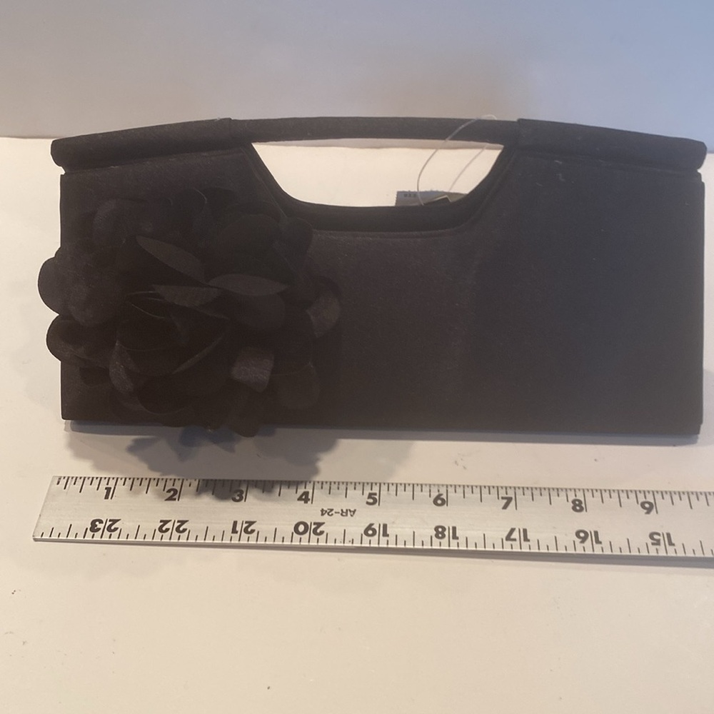 NWT Fioni Night Black Satiny Dressy Clutch - Picture 2 of 7